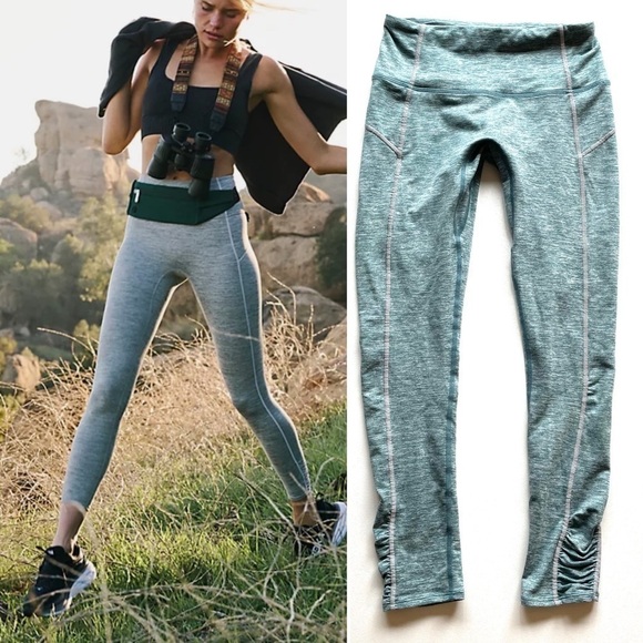 Free People Movement High-Rise 7/8 You're a Peach Leggings XS Grey Teal - Picture 4 of 16